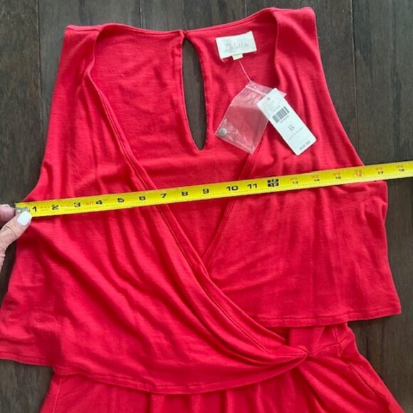 Deletta Anthropologie NWT Coral Red Asymmetrical Top - Picture 11 of 16